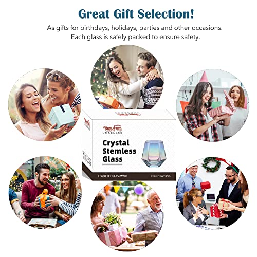 CUKBLESS Iridescent Stemless Wine Glass (Set Of 4)