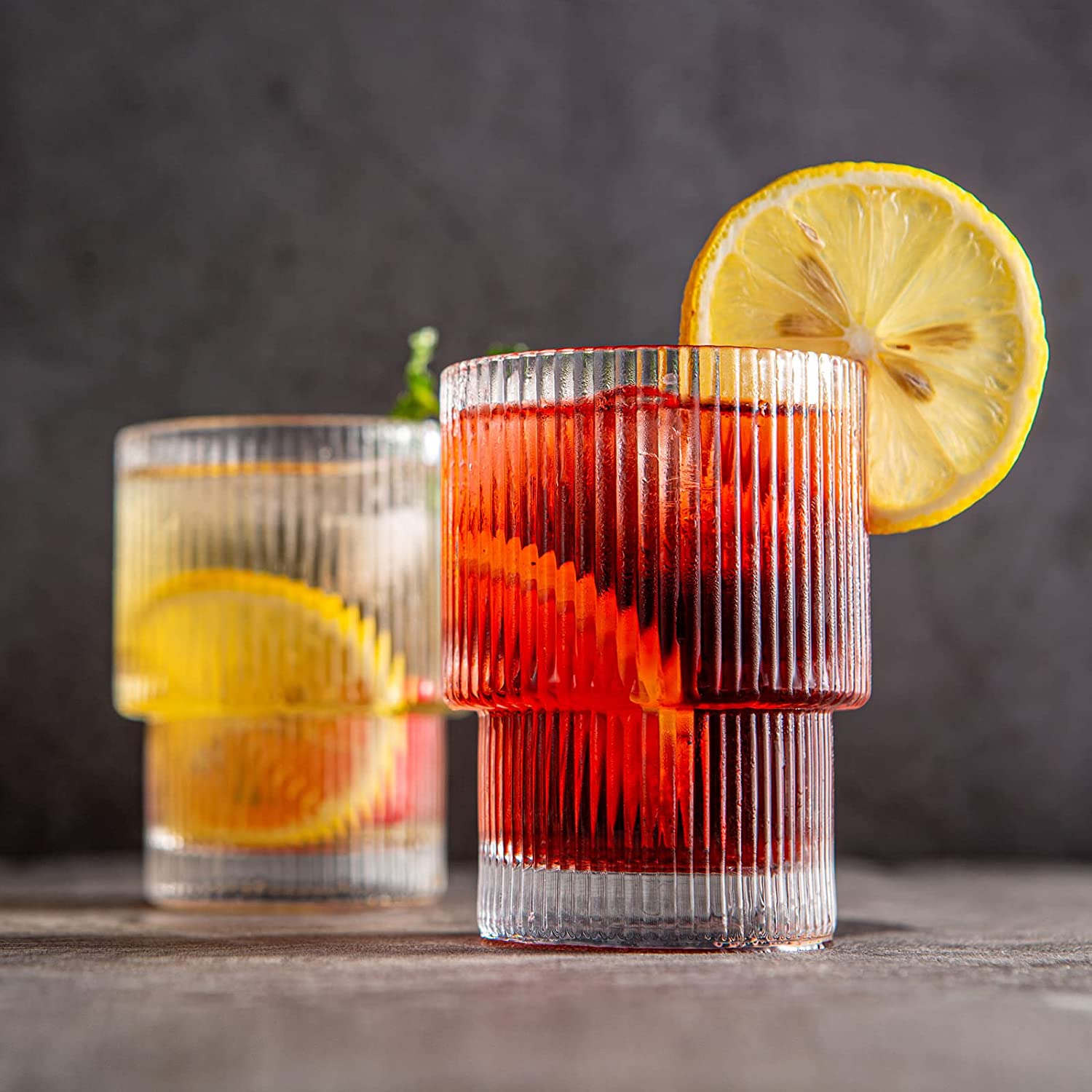 Ribbed Drinking Glasses With Lids And Straws, Perfect For