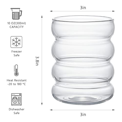 Peyan Ribbed Glassware,1 Pcs Ripple Glass Cup,10 oz Belgium
